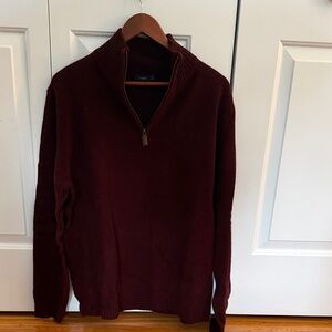 J.Crew Men's Half-Zip Sweater - Burgundy 100% Lambs Wool
